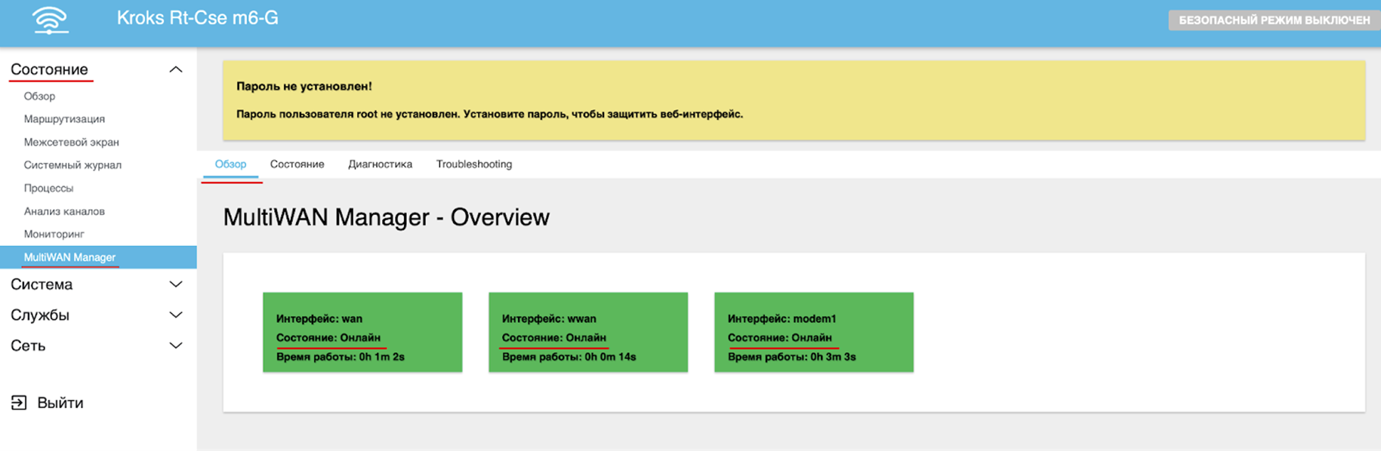 Вкладка “Обзор”