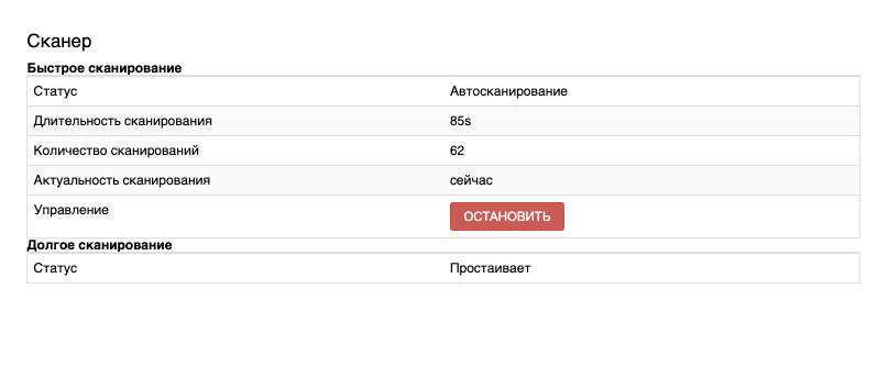 Поля отображения при Автосканировании